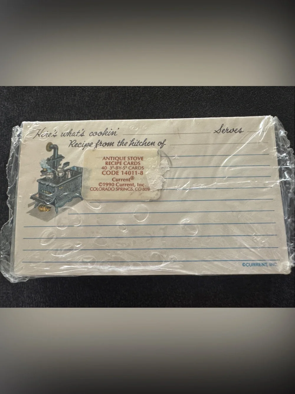 Vintage 1990 Current recipe cards, still sealed in the original package.